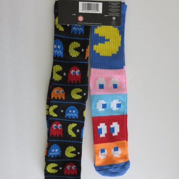(#K) Pac-Man Video Game Retro Crew Socks 2 Pairs Unisex - Picture 3 of 4